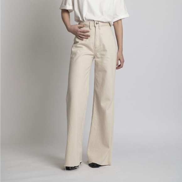 Studio R330 Denim - Studio R330 Rigid Wide Leg Ecru Jeans